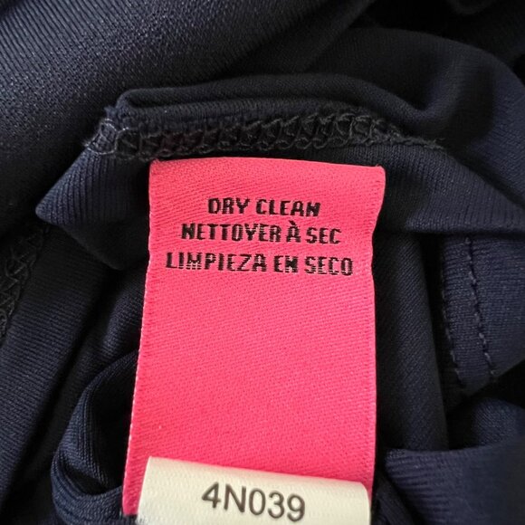 Betsey Johnson Womens Plus Stretch Crepe Dress Navy Blue Ruffle Hem size 14W - Picture 14 of 15